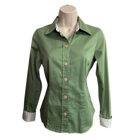 Old Navy Green Button Down Perfect Fit Stretch Shirt Size S - Picture 2 of 7